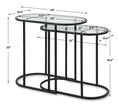 Modern Accents Oval Shaped Iron Nesting With Clear Glass Top Table - Set of 2
