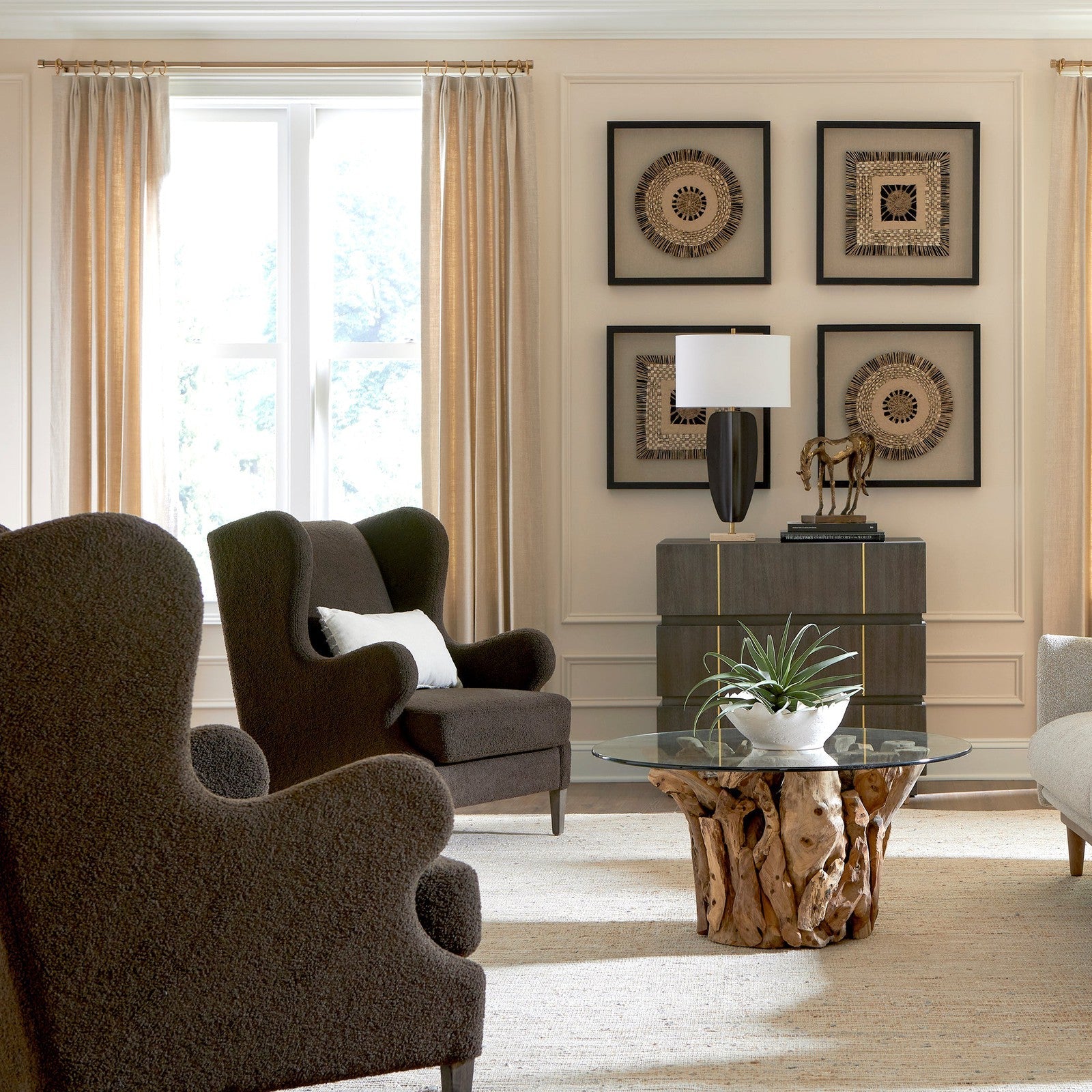 Uttermost Serpentine Brown Fabric Accent Chair