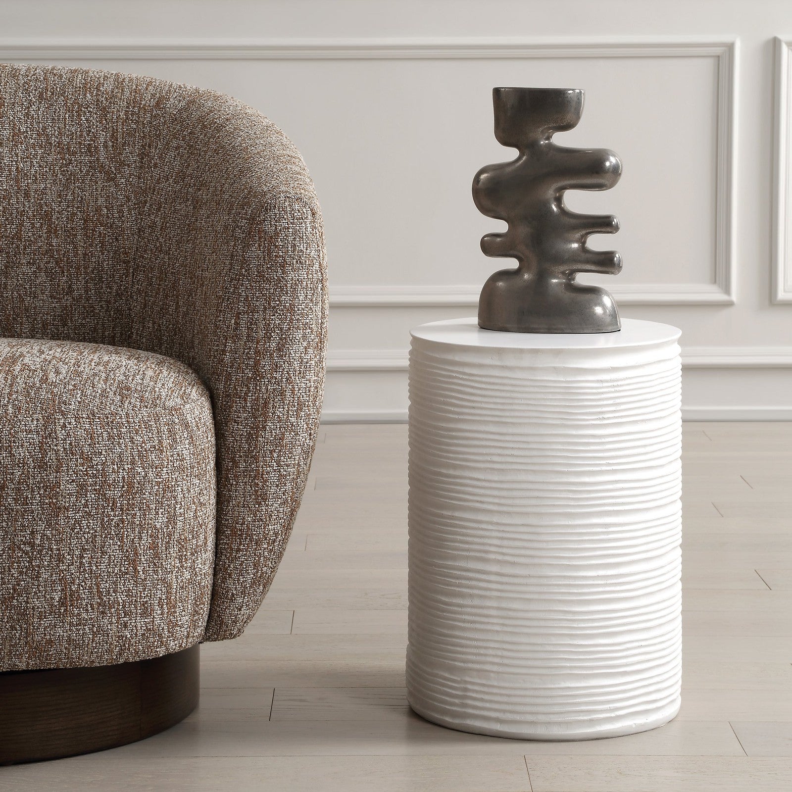 Uttermost Borderline White Drum Table