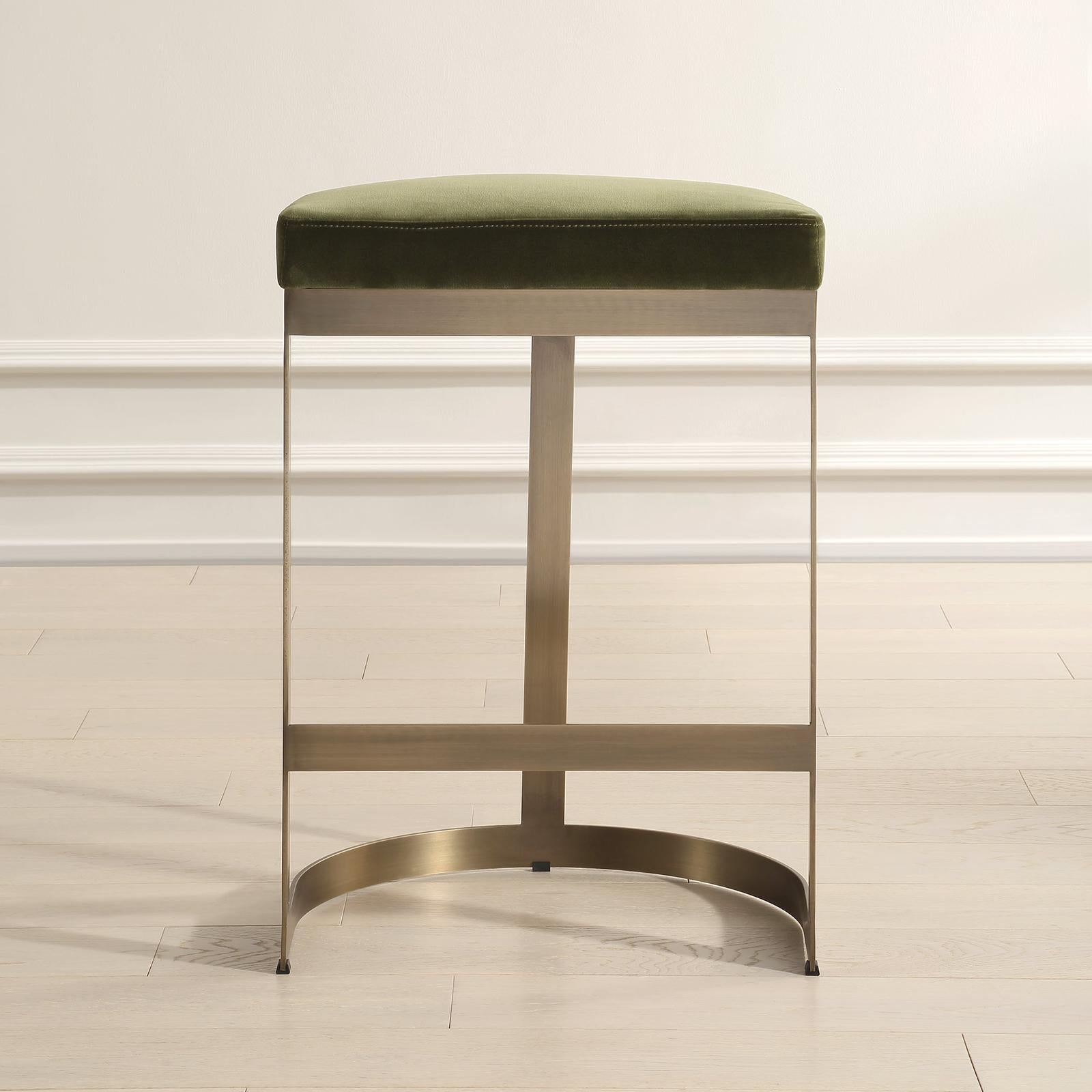 Uttermost Ivan Brass Moss Counter Stool