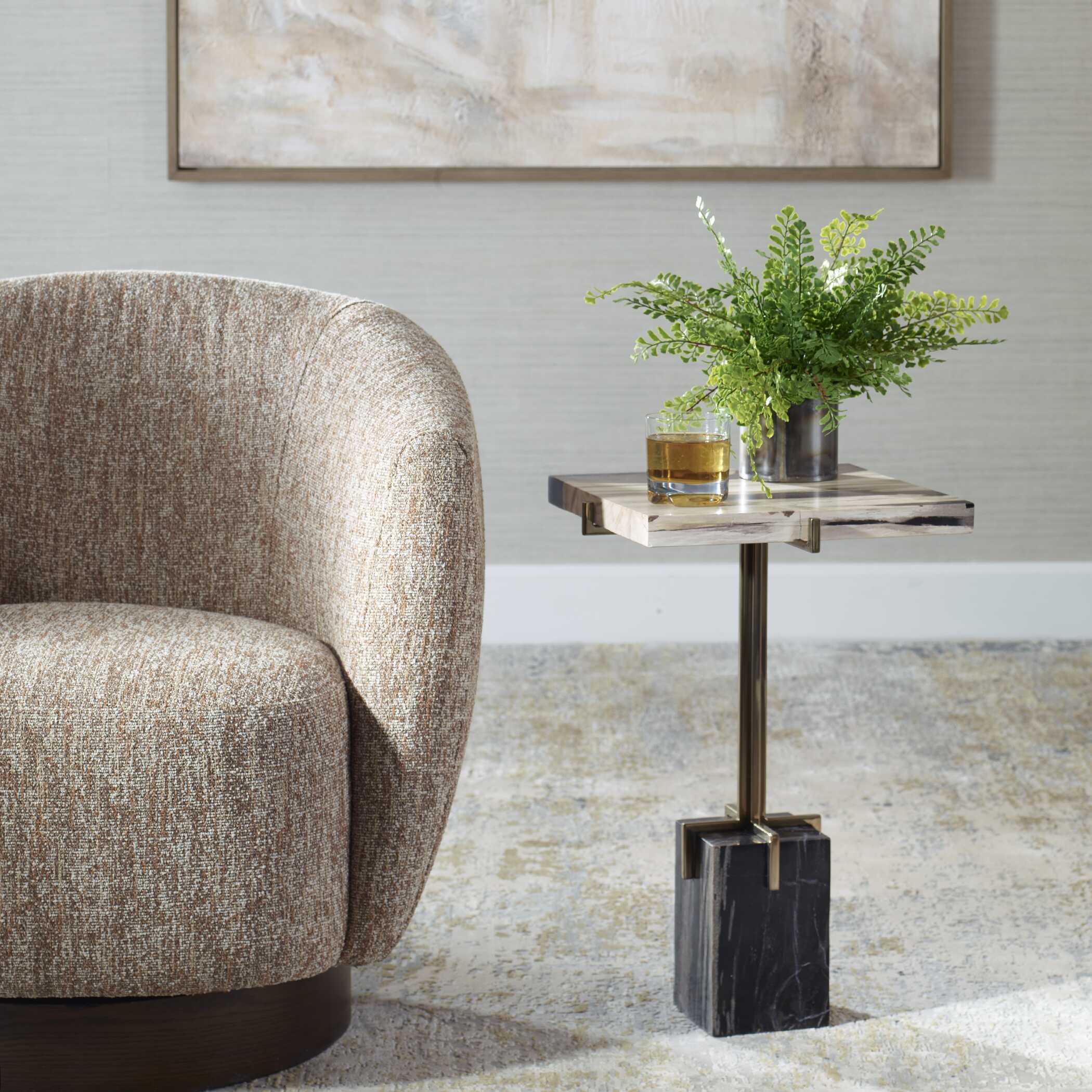 Uttermost Rowman Petrified Wood Accent Table