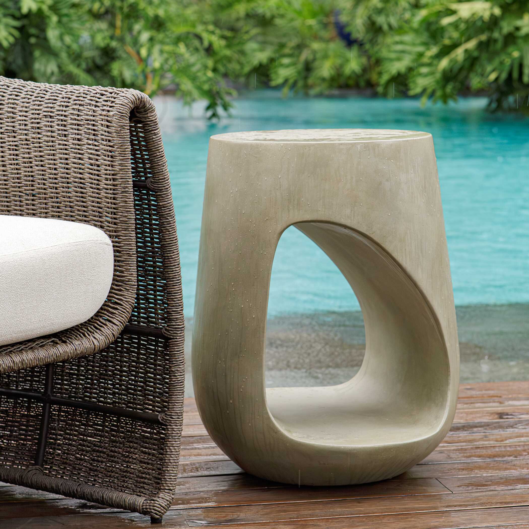 Uttermost Lithos Gray Outdoor Accent Table
