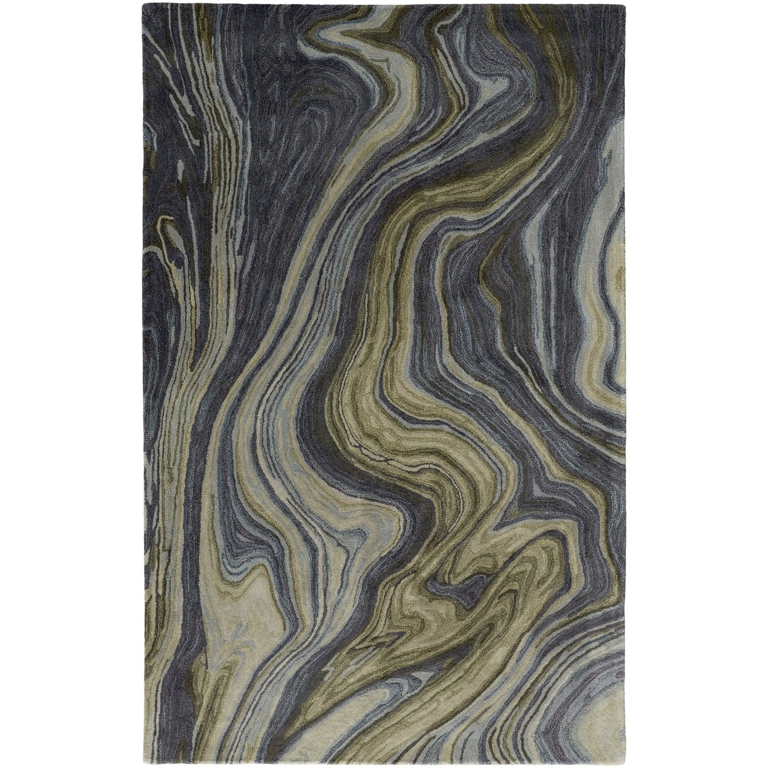 Feizy Amira 8631F Rug in Green / Gray