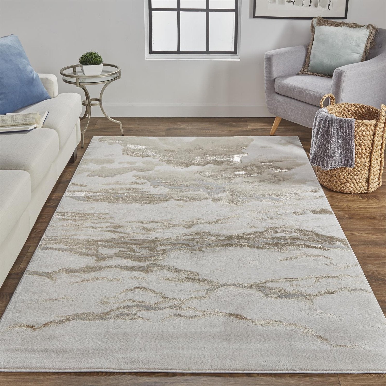 Feizy Aura 3727F Rug in Gold / Beige