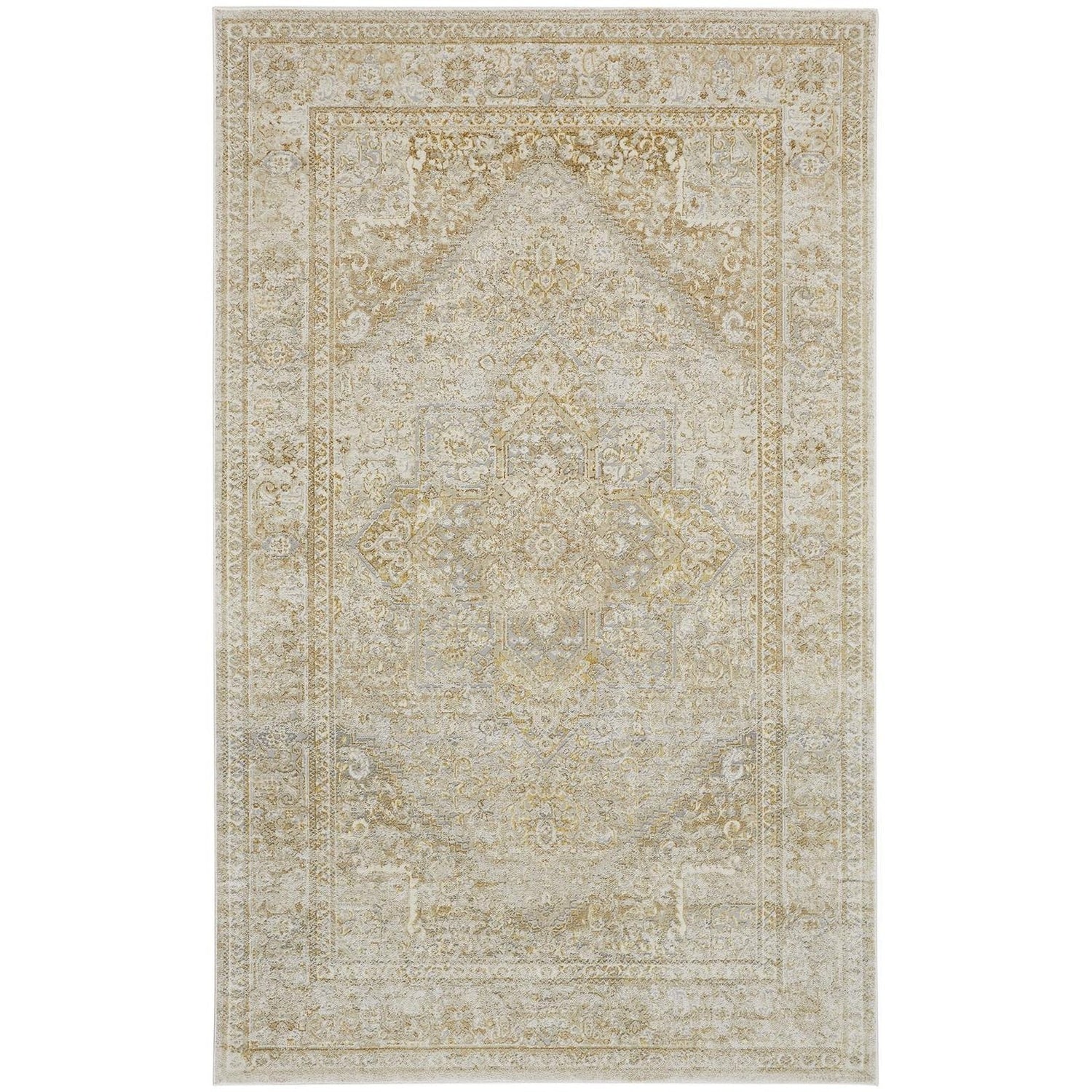 Feizy Aura 3734F Rug in Gold / Gray