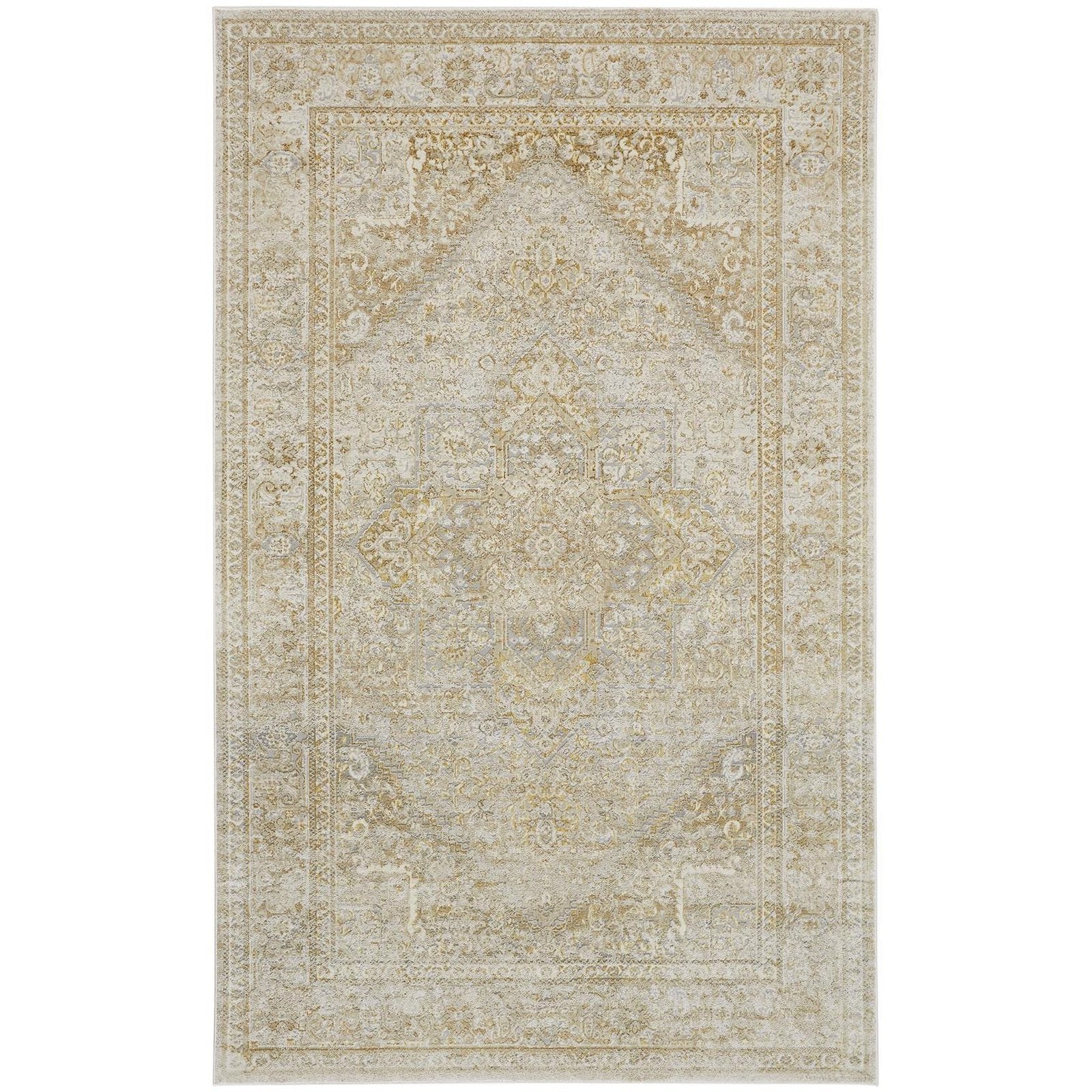 Feizy Aura 3734F Rug in Gold / Gray