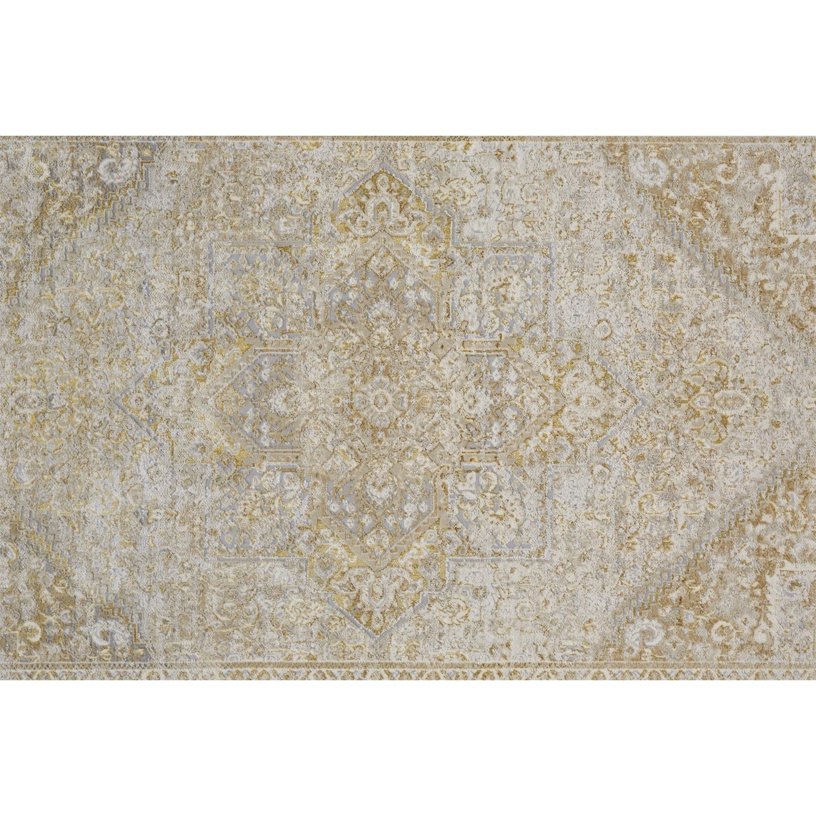 Feizy Aura 3734F Rug in Gold / Gray