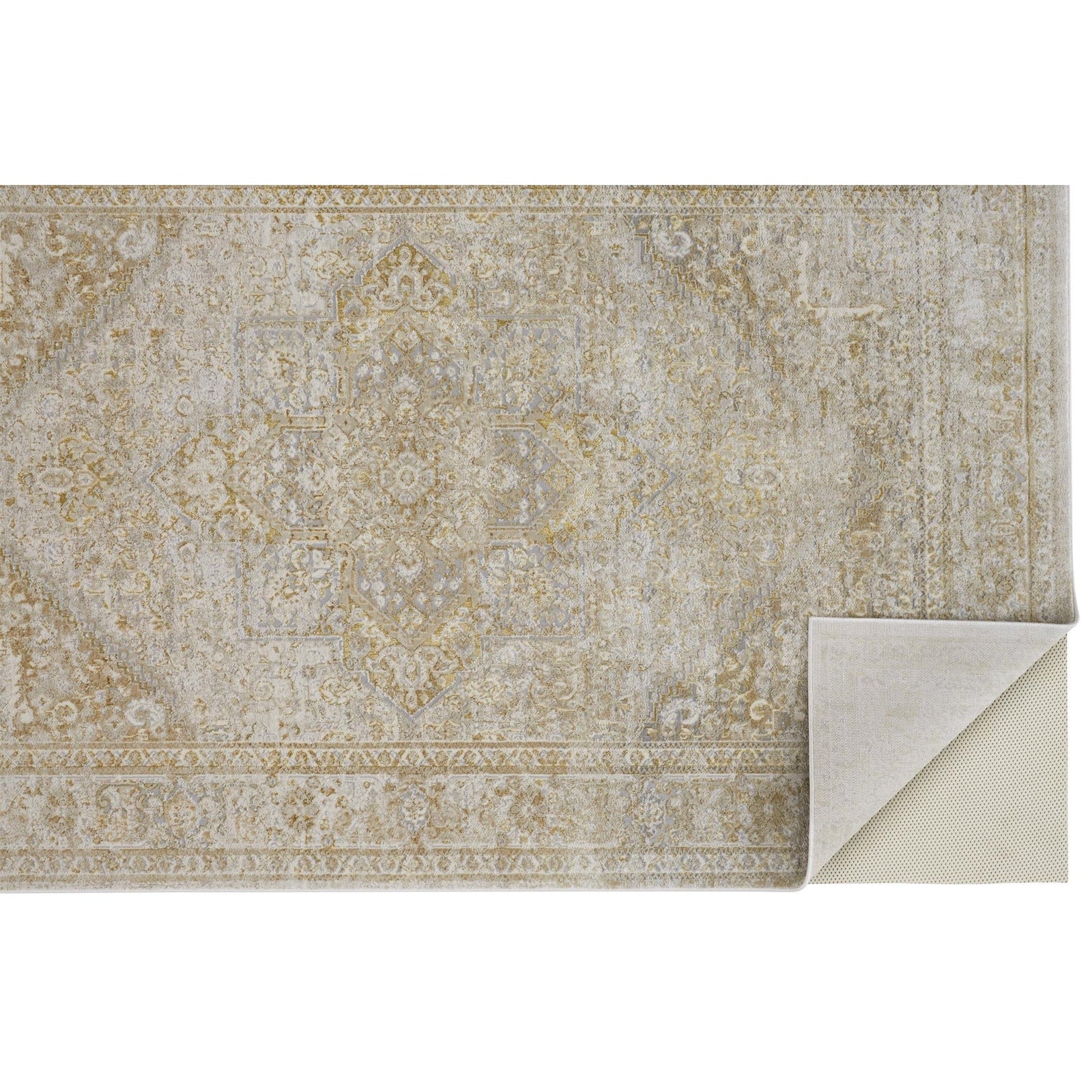Feizy Aura 3734F Rug in Gold / Gray