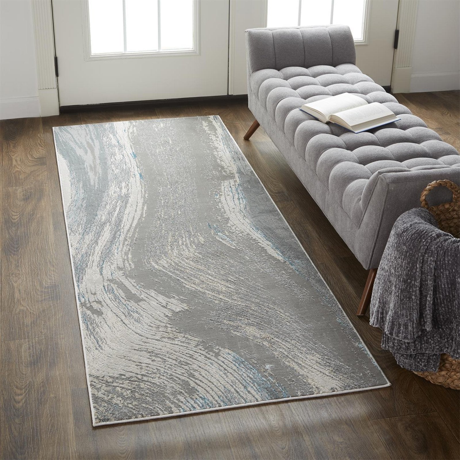 Feizy Azure 3524F Rug in Silver / Teal