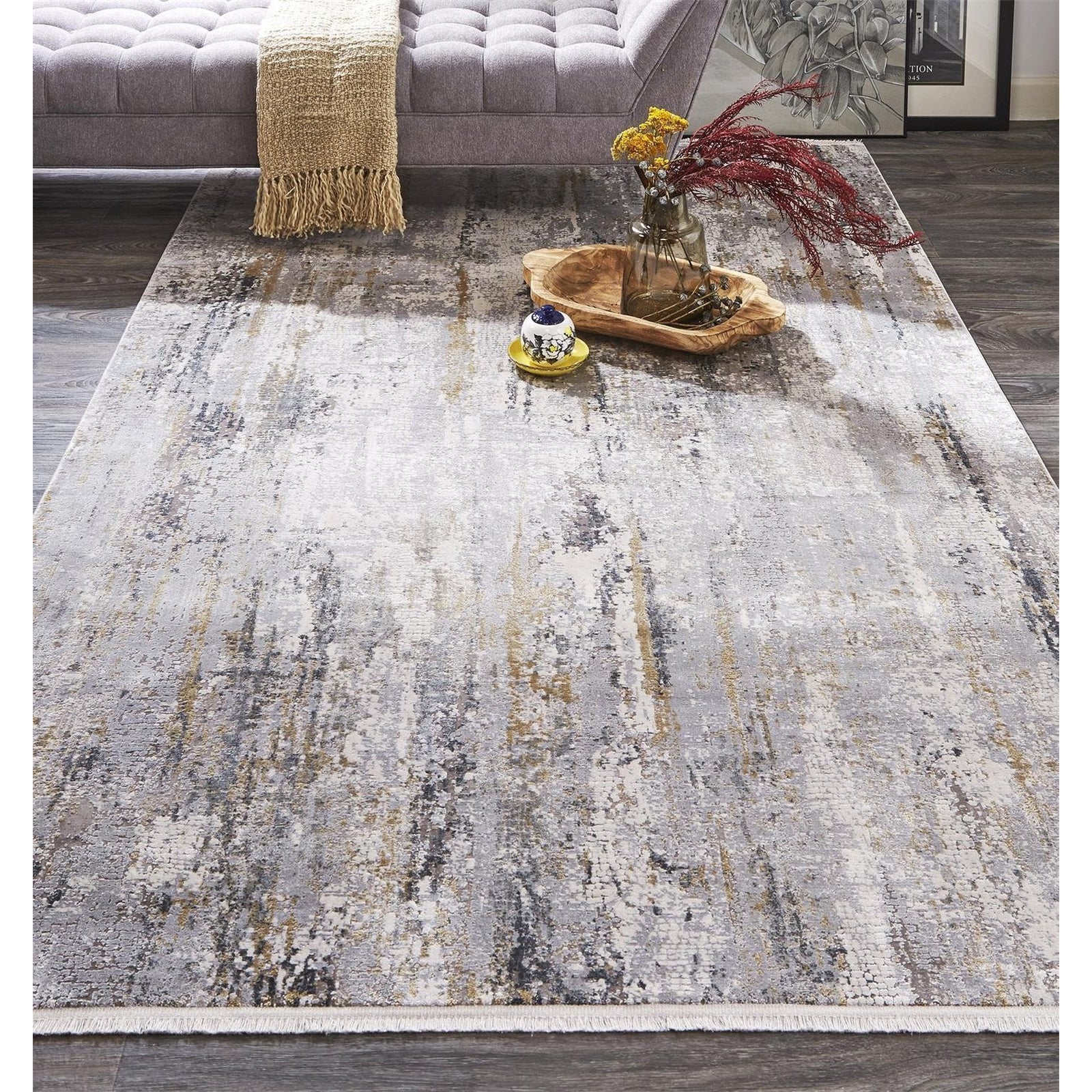Feizy Cadiz 3887F Rug in Ivory/Gray