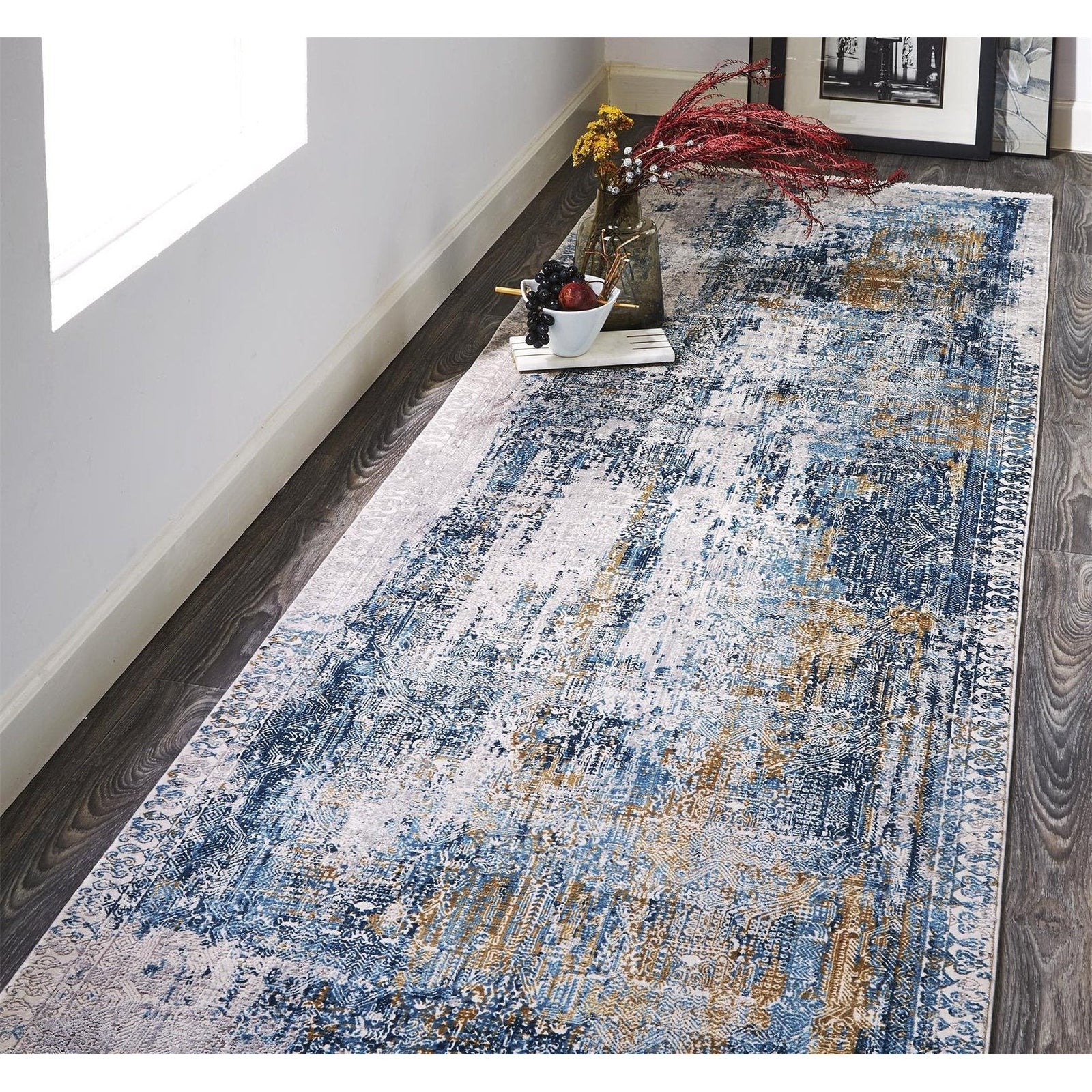Feizy Cadiz 3890F Rug in Blue/Gray