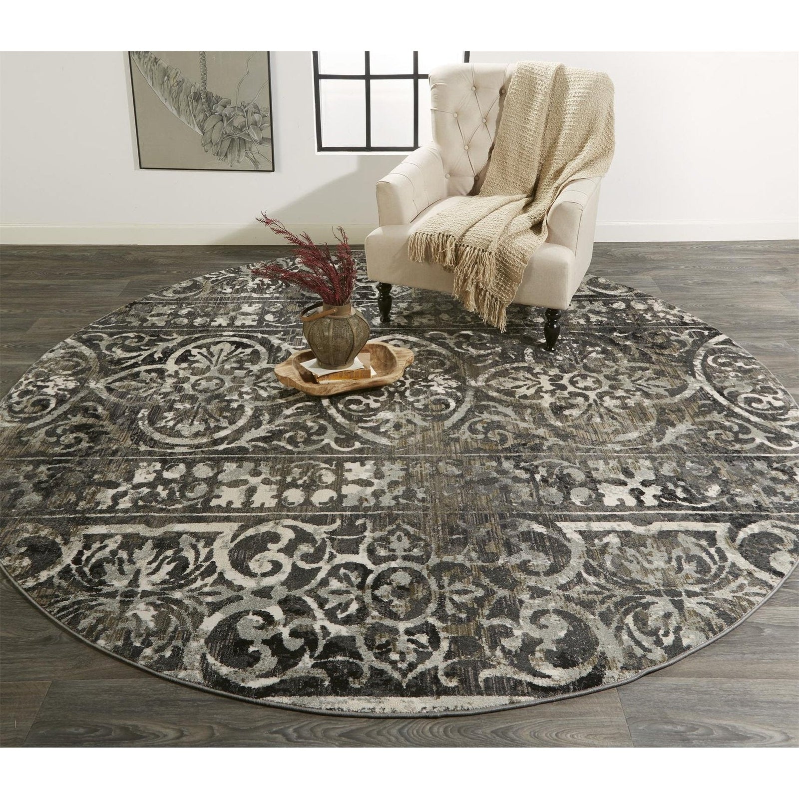 Feizy Kano 3871F Rug in Charcoal/Ivory