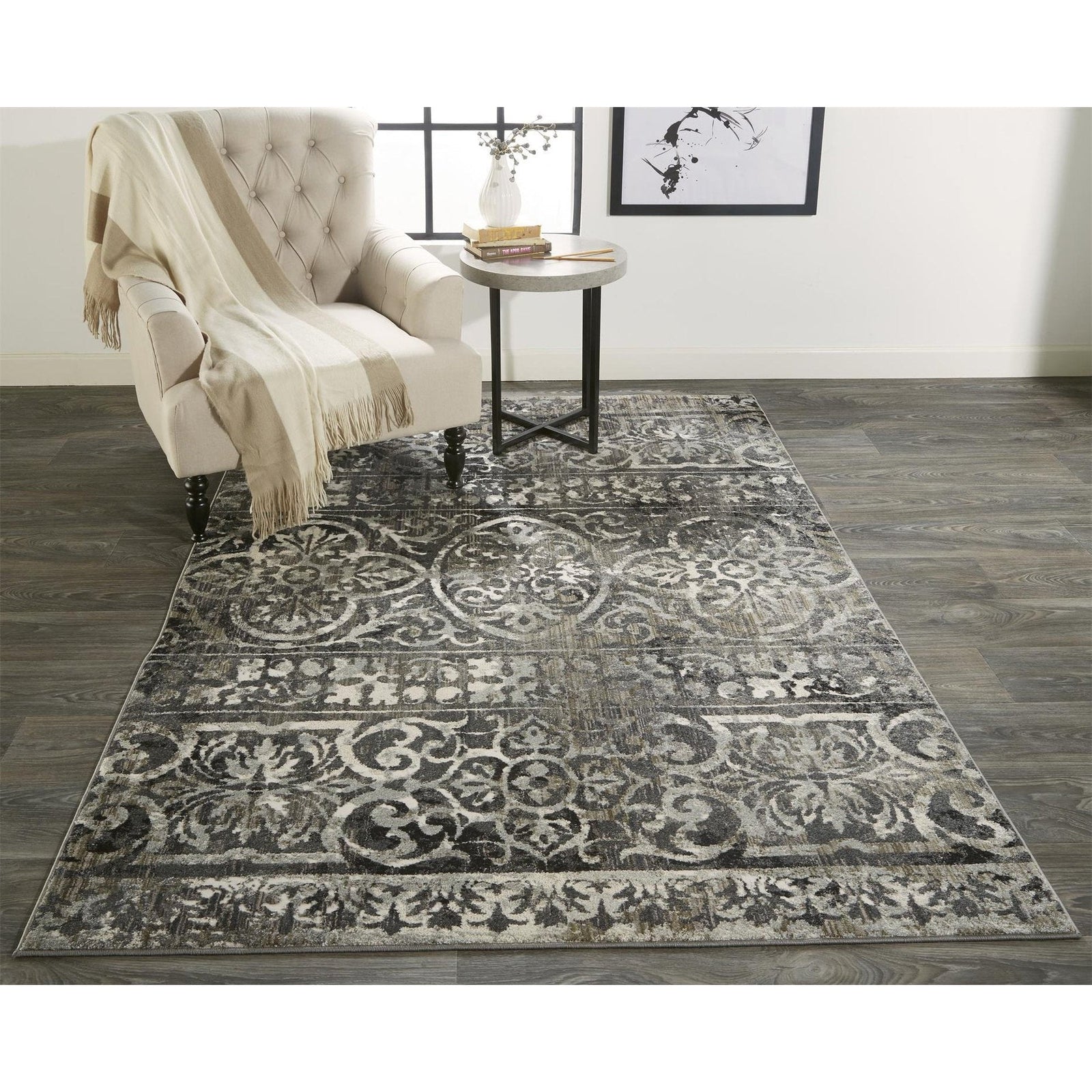 Feizy Kano 3871F Rug in Charcoal/Ivory