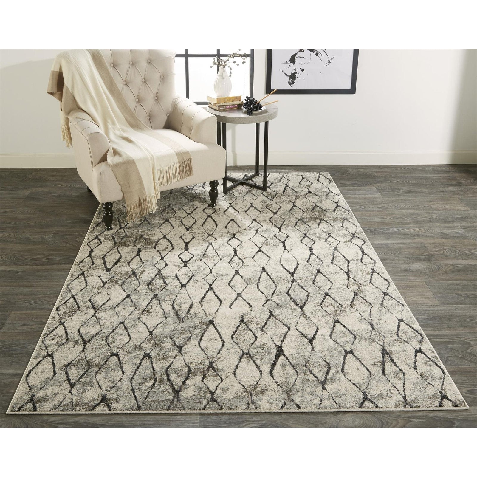 Feizy Kano 3872F Rug in Sand/Charcoal