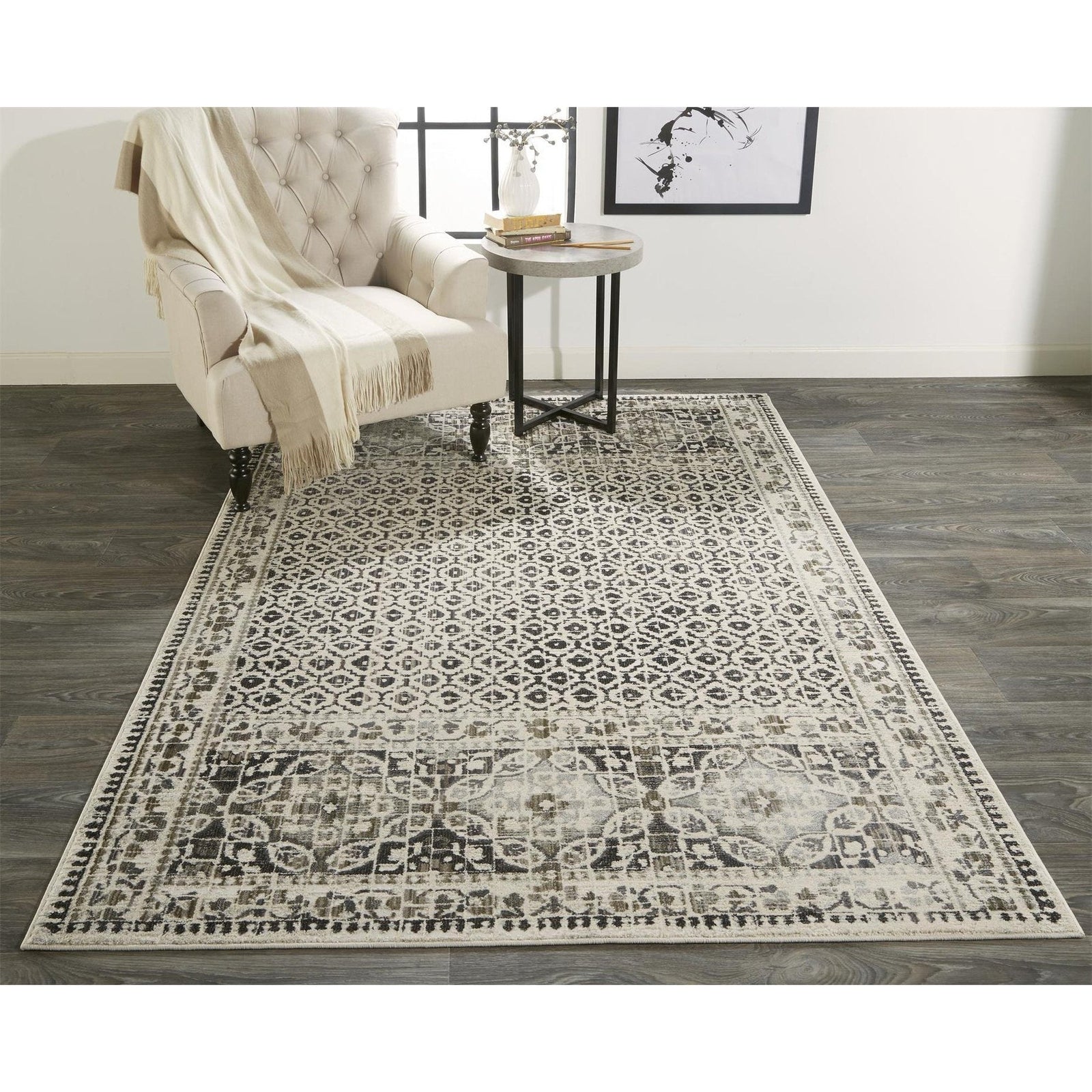 Feizy Kano 3874F Rug in Gray/Ivory