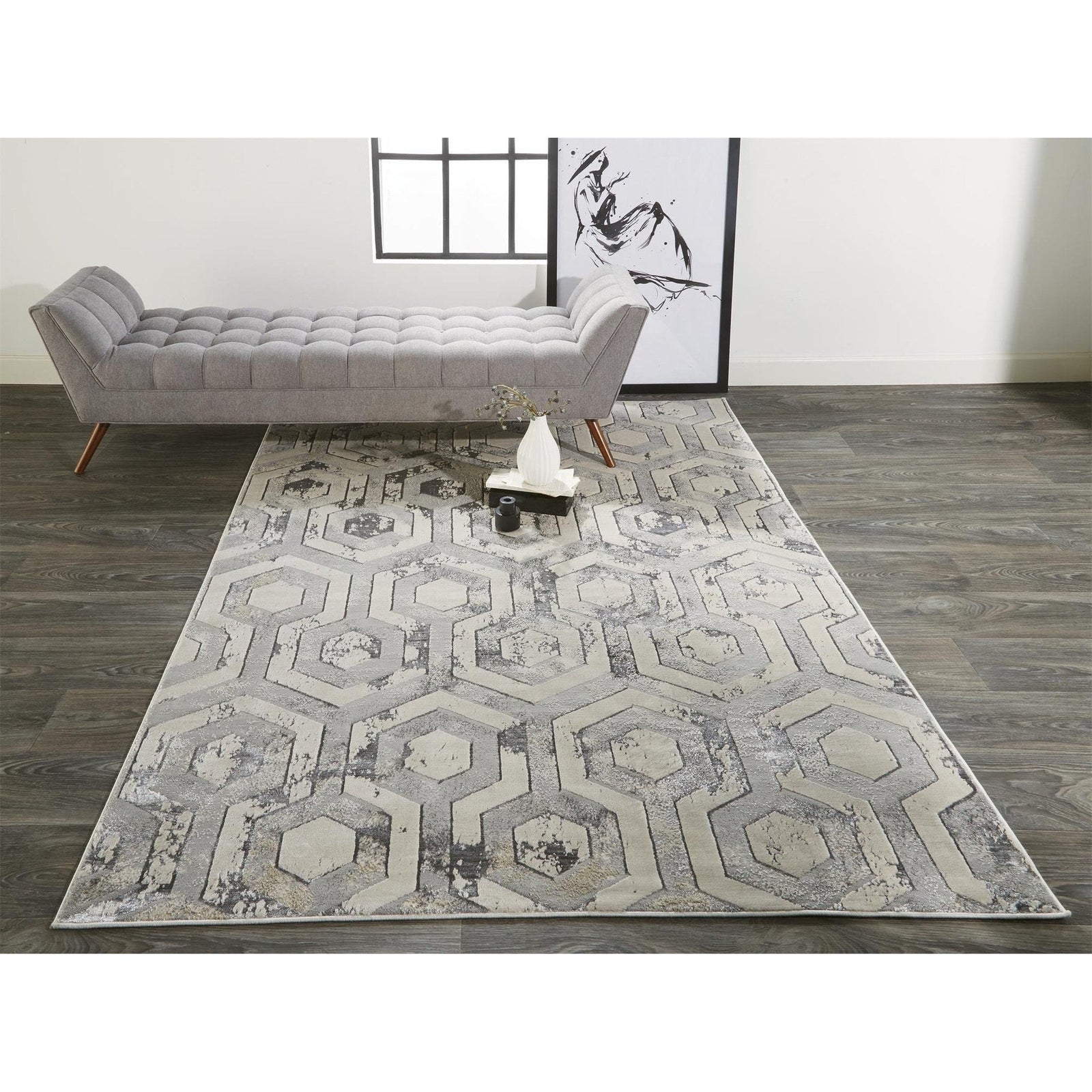 Feizy Micah 3046F Rug in Beige/Gray