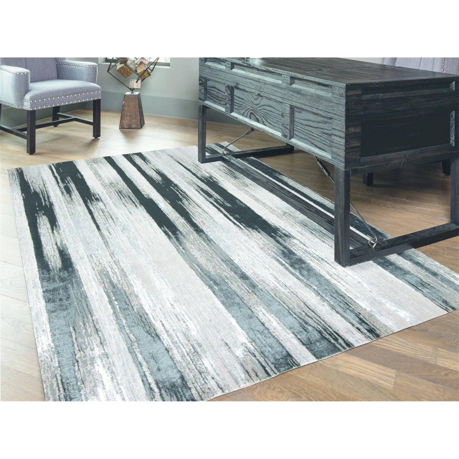 Feizy Micah 3338F Rug in Black/Silver
