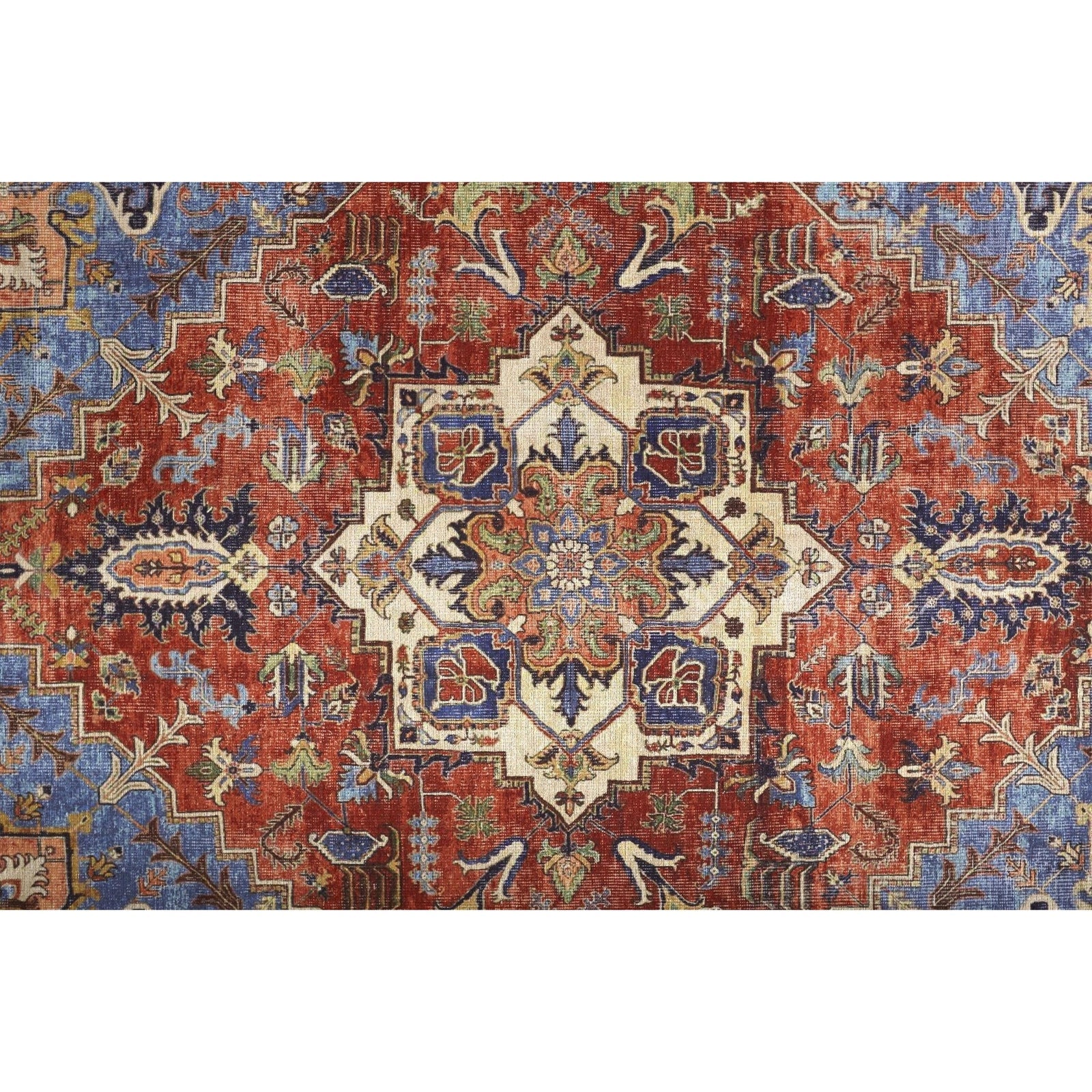 Feizy Percy 39AHF Rug in Rust / Blue