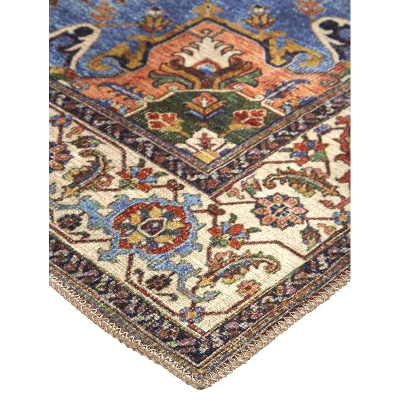 Feizy Percy 39AHF Rug in Rust / Blue