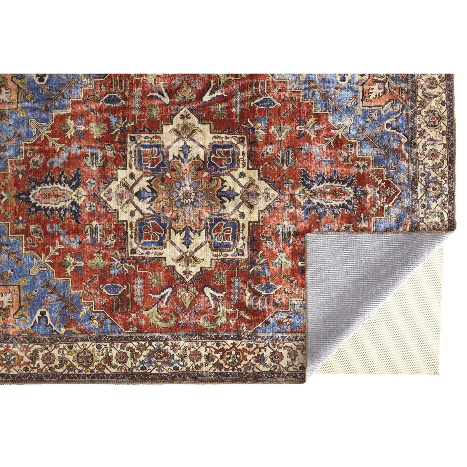 Feizy Percy 39AHF Rug in Rust / Blue