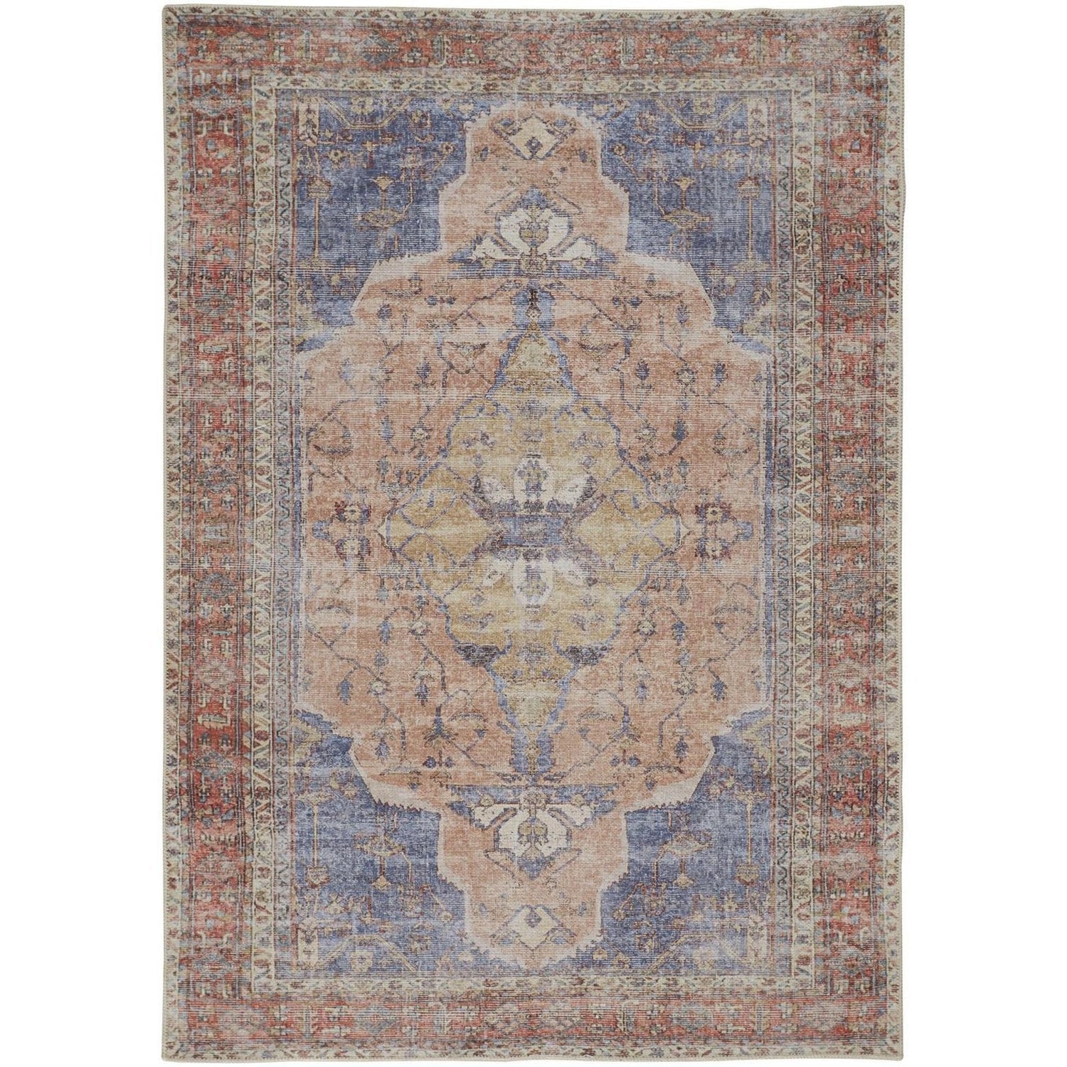 Feizy Percy 39APF Rug in Rust / Blue