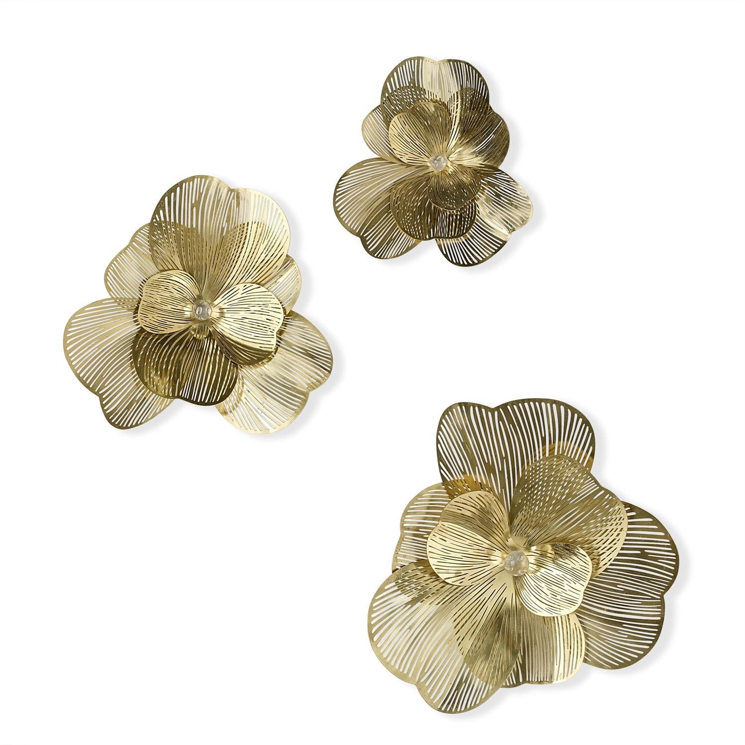John Richard Golden Camellia Wall Art, Set of 3