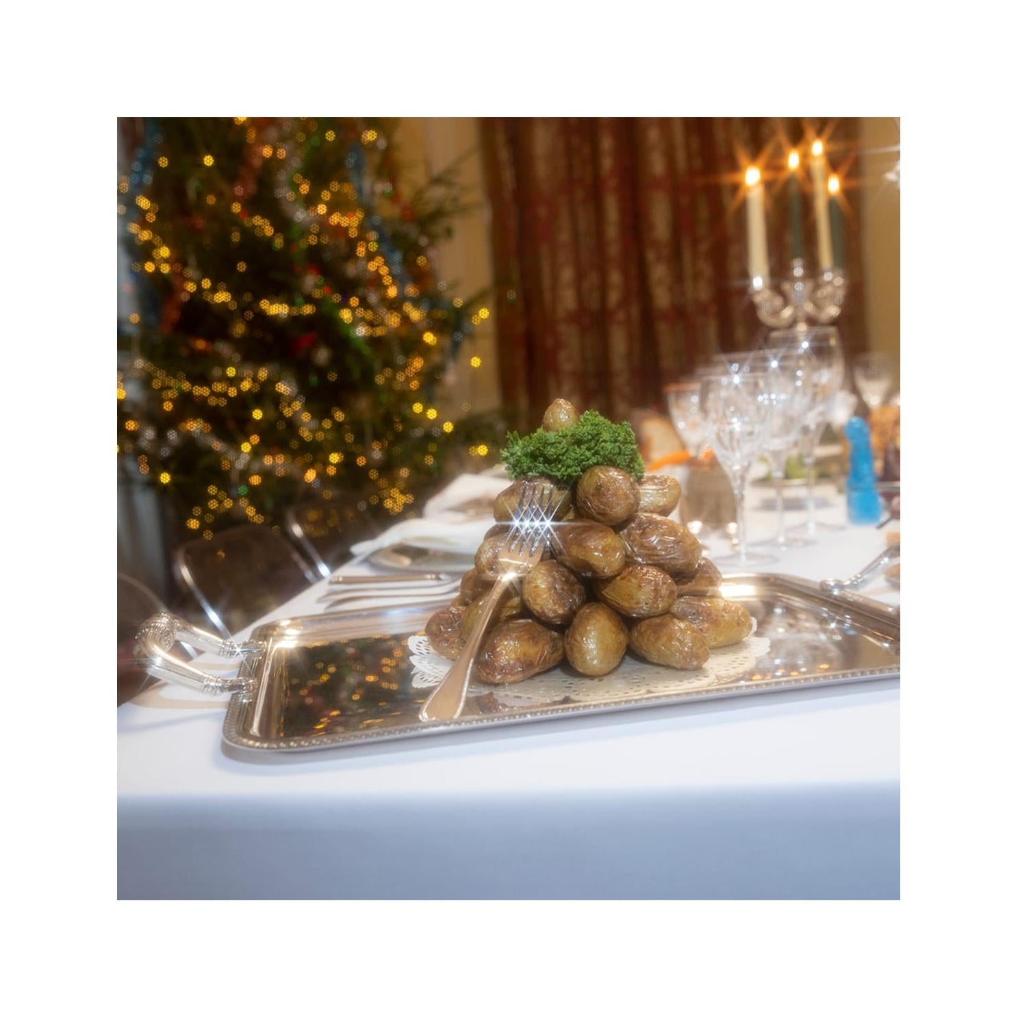 Christofle Malmaison Silver-Plated Rectangular Serving Tray with Handles - 19 x 15