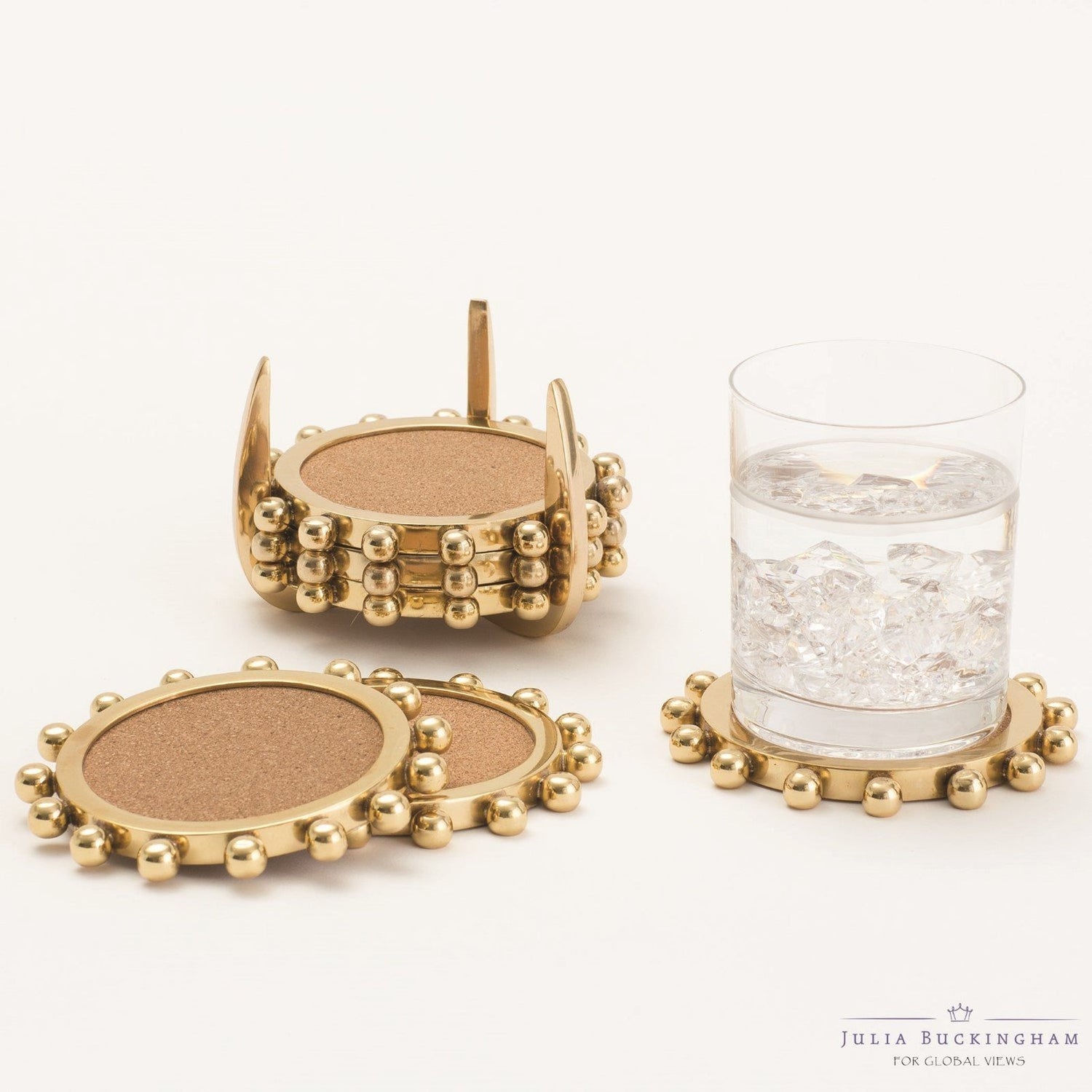 Global Views Brass Starburst Crown Coasters