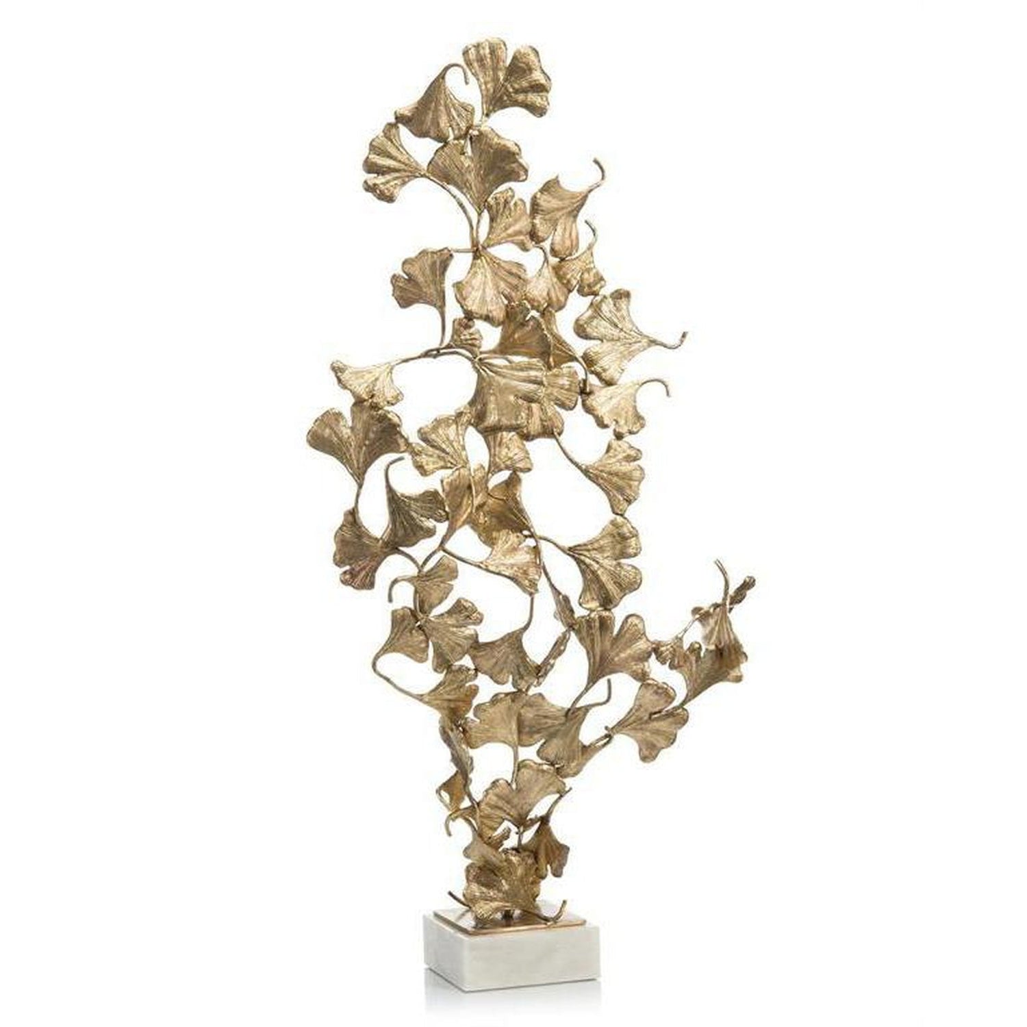 John Richard Ginkgo Leaves On White Marble