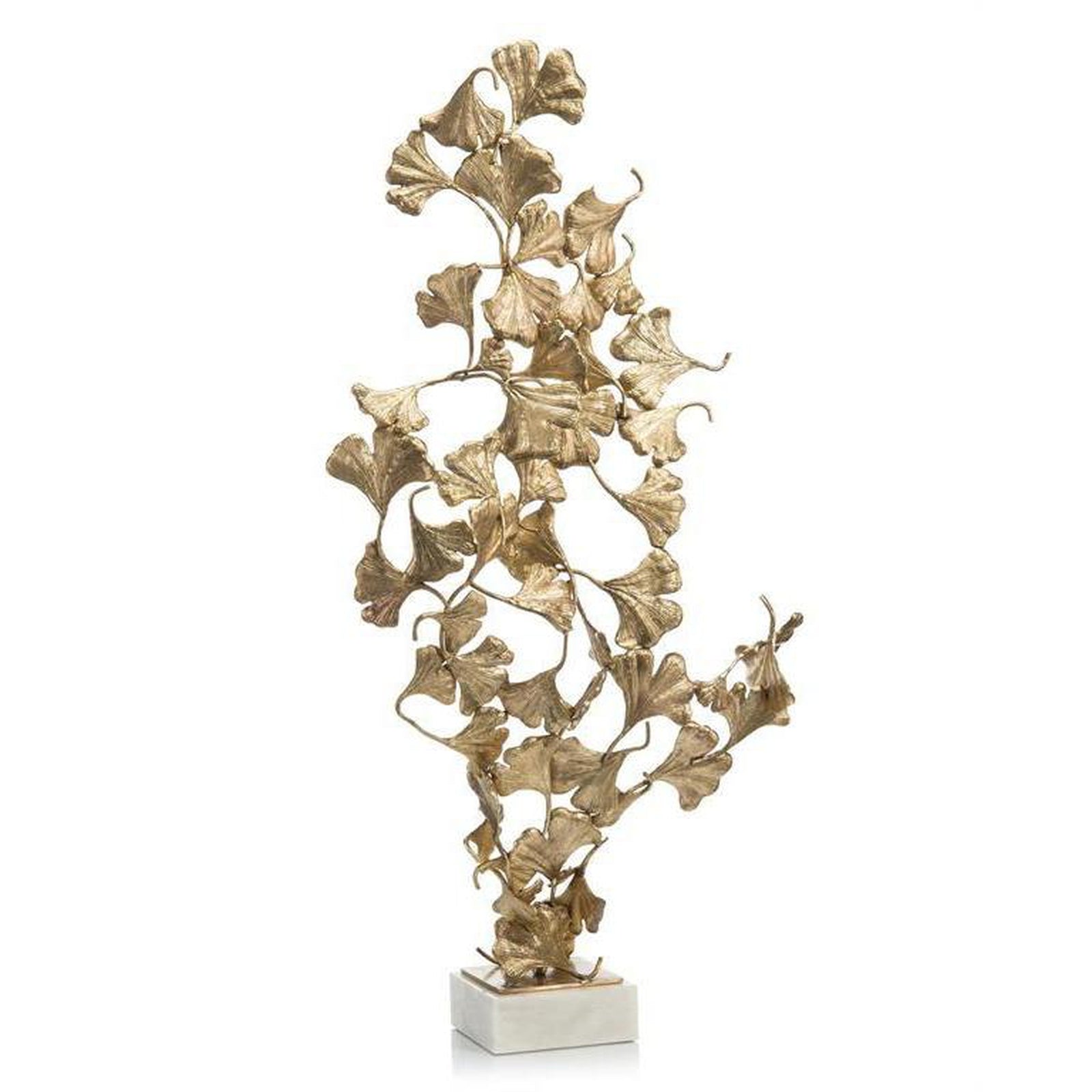 John Richard Ginkgo Leaves On White Marble