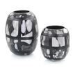 John Richard Decor Set of Two Black-and-White Glass Vases