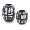 John Richard Decor Set of Two Black-and-White Glass Vases