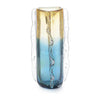 John Richard Decor Blue And Yellow Rippled Handblown Glass Vase II