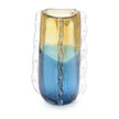 John Richard Decor Blue And Yellow Rippled Handblown Glass Vase III
