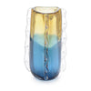 John Richard Decor Blue And Yellow Rippled Handblown Glass Vase III