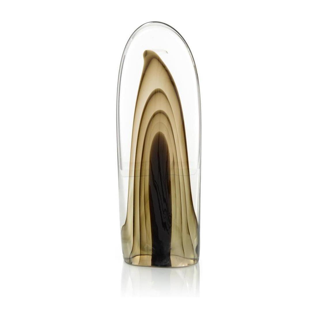 John Richard Decor Rippled Brown Handblown Glass Sculpture II