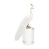 John Richard Decor White Peacock Sculpture on Crystal Base
