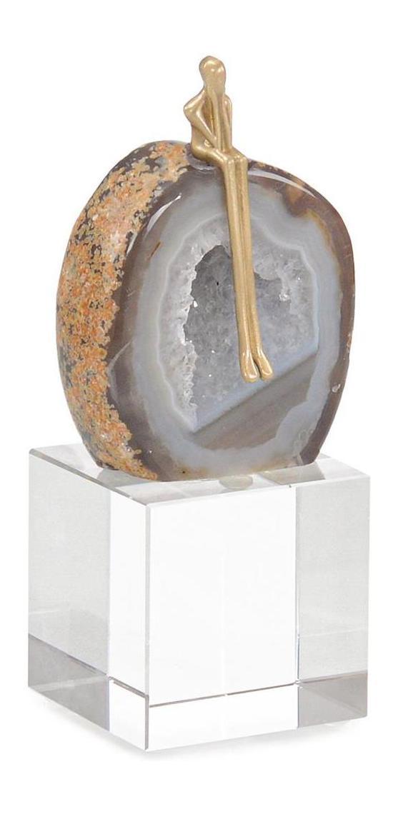 John Richard Decor Agate Philosopher Sculpture on Crystal Base