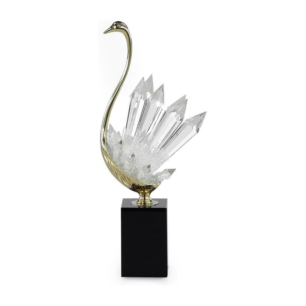 John Richard Decor Crystalline Bird Sculpture on Black Base