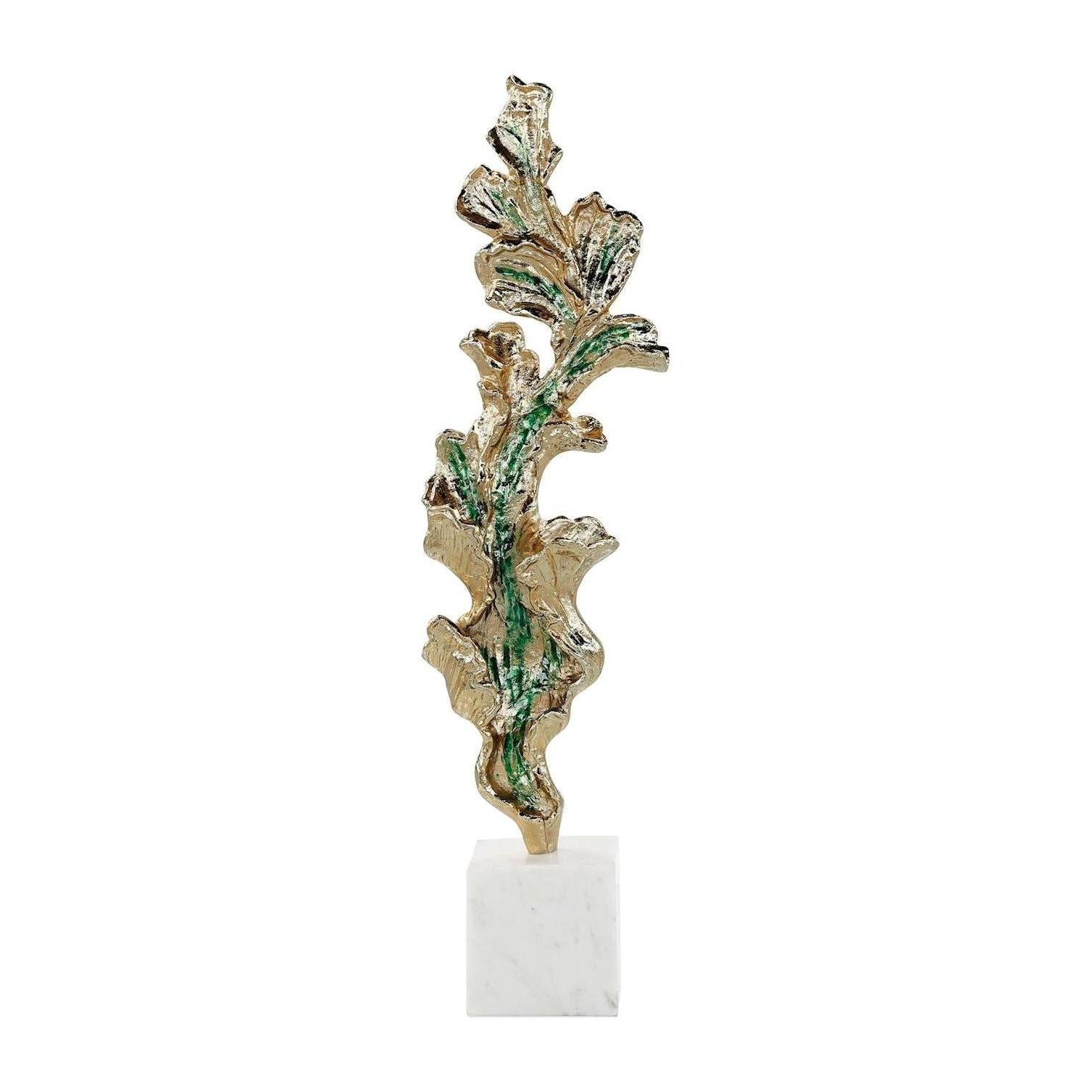 John Richard Decor Gleaming Leaf Sculpture on Marble Base