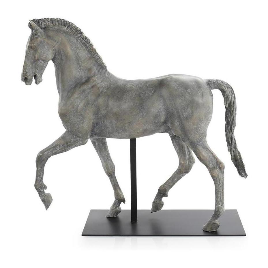 John Richard Decor Trotting Horse Sculpture on Metal Base