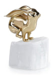 John Richard Decor Brass Bunny Sculpture on Selenite