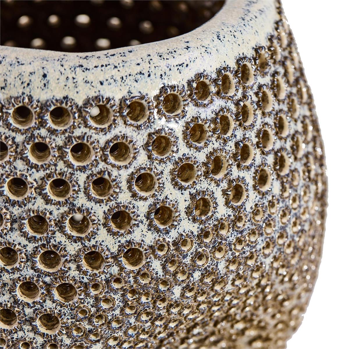 John Richard Decor Perforated Porcelain Vase, Silver
