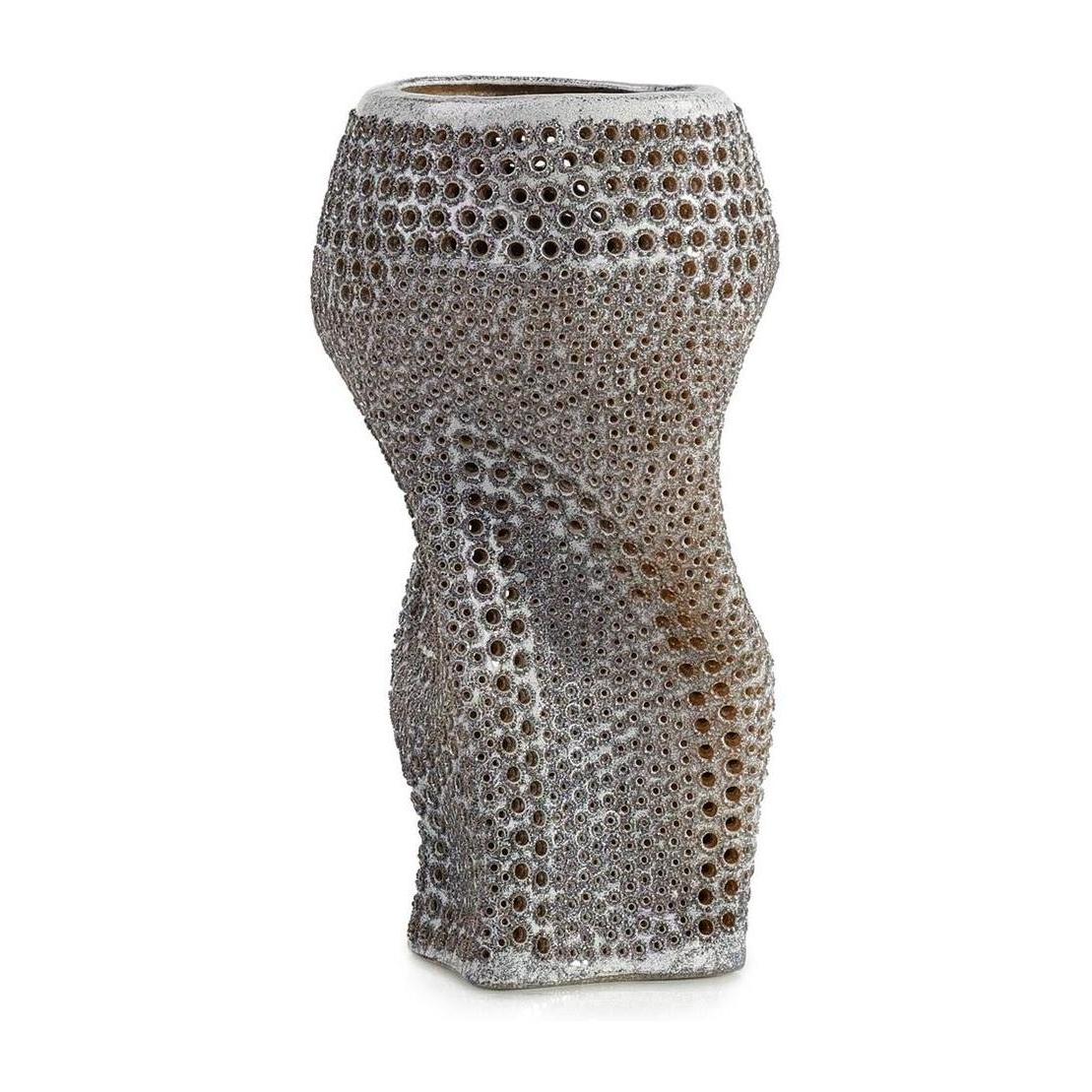 John Richard Decor Perforated Porcelain Vase, Silver