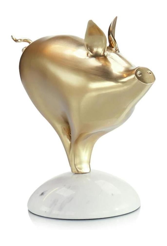 John Richard Decor Brass Pig Sculpture on Marble