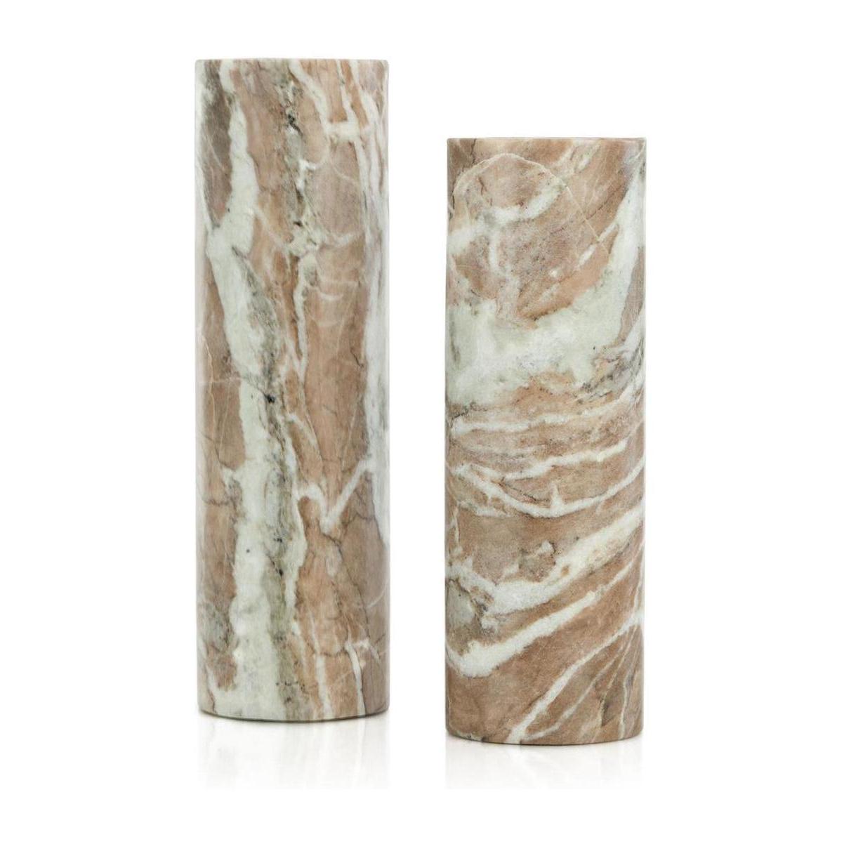 John Richard Decor Marble Pillar Candleholders, Set of 2