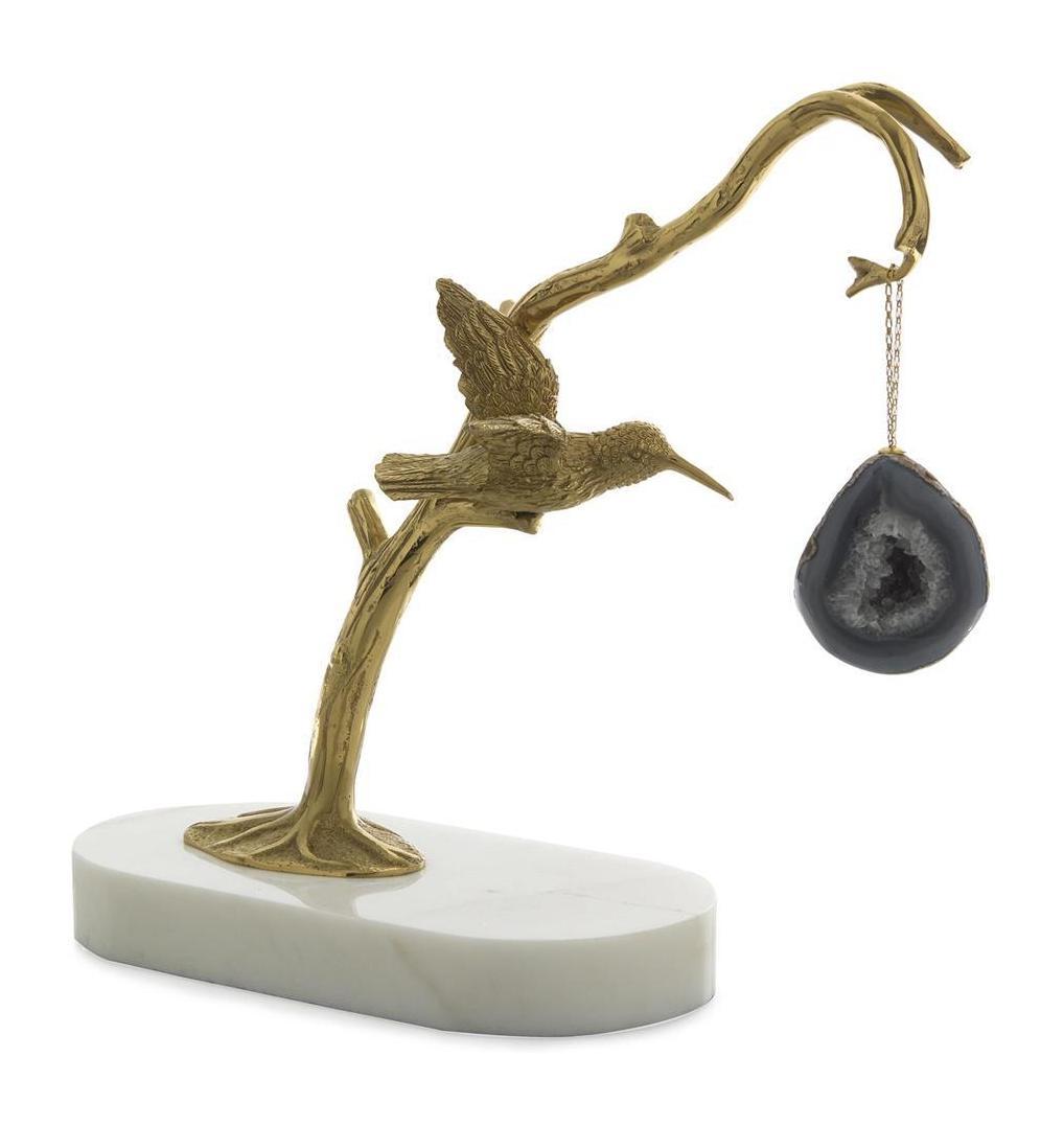 John Richard Decor Brass Sapling Sculpture on Marble