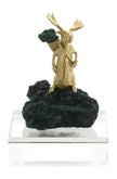 John Richard Decor Brass Moose Sculpture on Crystal