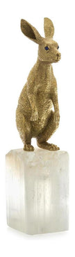 John Richard Decor Brass Hare Sculpture on Selenite