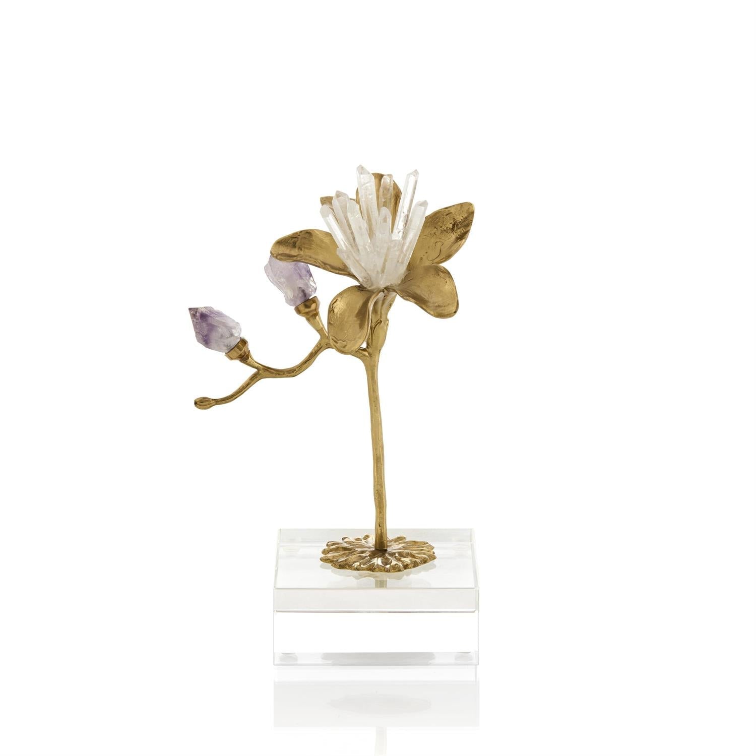 John Richard Embellished Blossom Sculpture on Crystal
